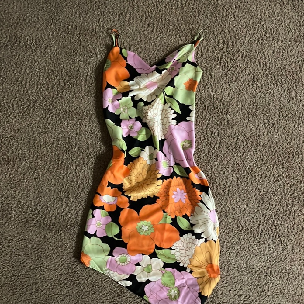 Long flower satin dress